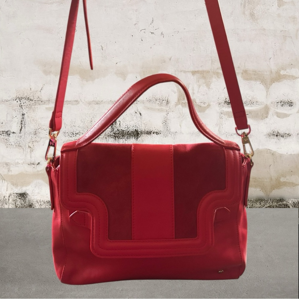 Halston Heritage Red Crossbody Bag with Suede Accents